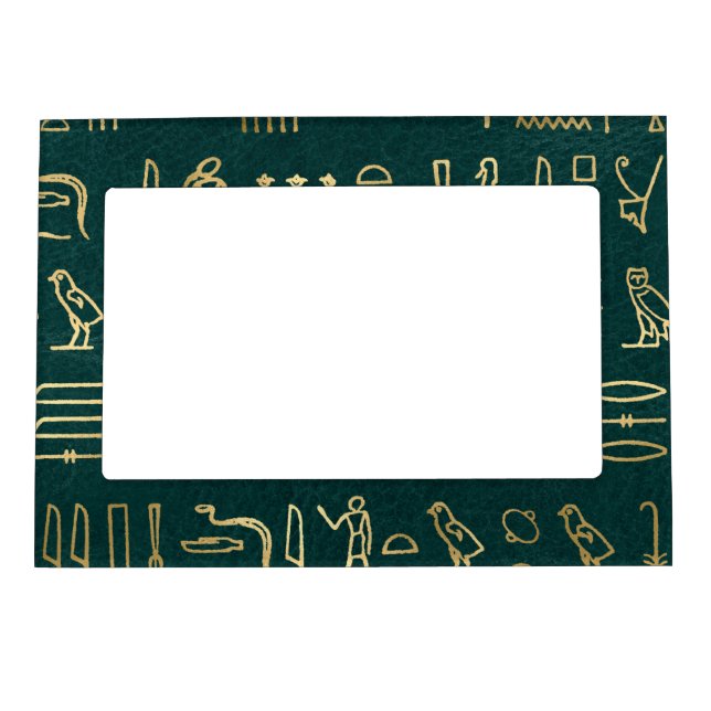 Golden Egyptian Hieroglyphs Typography Egypt Magnetic Frame (Front)