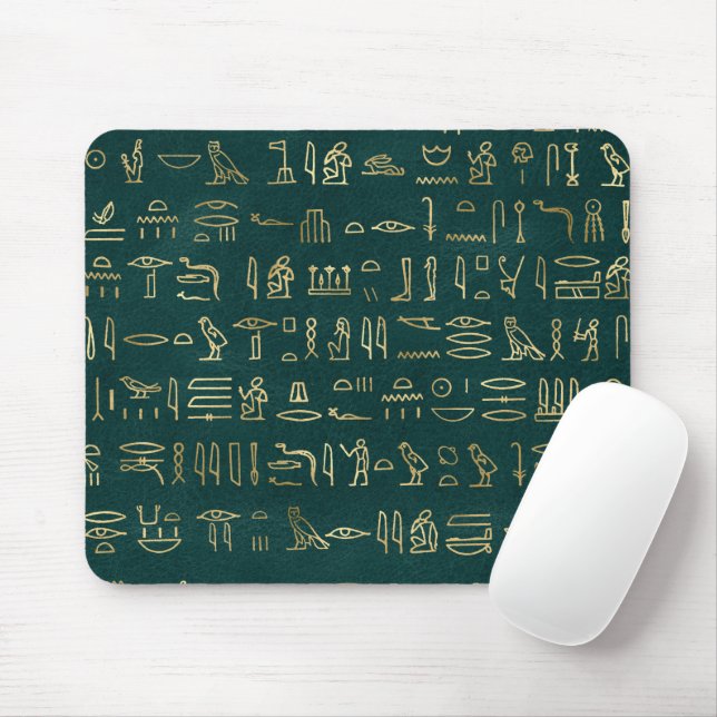 Golden Egyptian Hieroglyphs Typography Egypt Mouse Pad (With Mouse)
