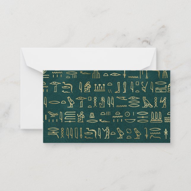 Golden Egyptian Hieroglyphs Typography Egypt Note Card (Front)