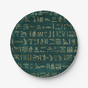 Golden Egyptian Hieroglyphs Typography Egypt Paper Plates