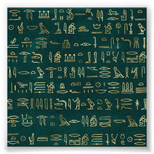 Golden Egyptian Hieroglyphs Typography Egypt Photo Print