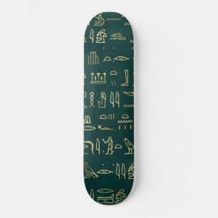 Golden Egyptian Hieroglyphs Typography Egypt Skateboard