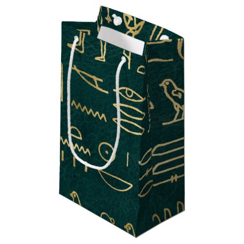 Golden Egyptian Hieroglyphs Typography Egypt Small Gift Bag