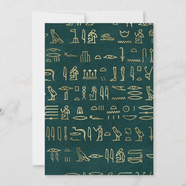 Golden Egyptian Hieroglyphs Typography Egypt Thank You Card (Front)