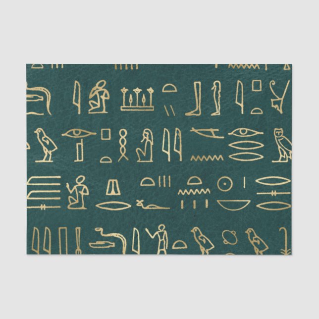 Golden Egyptian Hieroglyphs Typography Egypt Tissue Paper (Front)