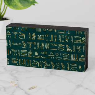 Golden Egyptian Hieroglyphs Typography Egypt Wooden Box Sign