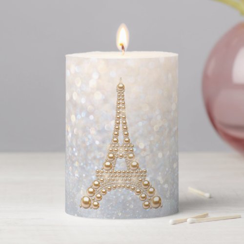 Golden  Eiffel Towel Pillar Candle
