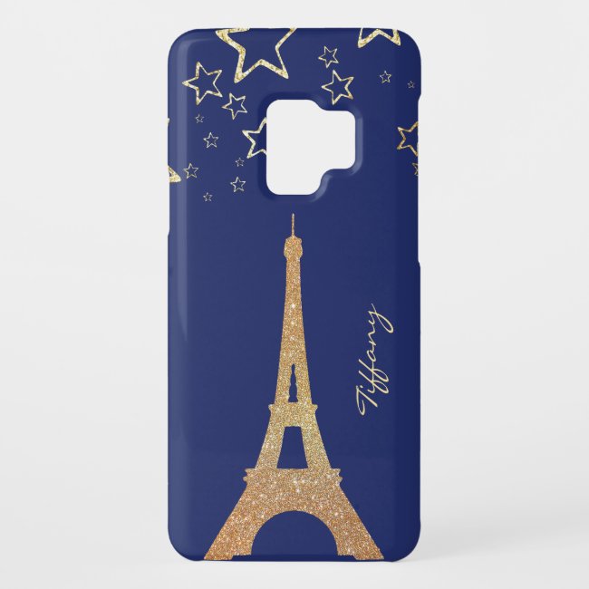 Golden Eiffel Tower and Stars Samsung S9 Case