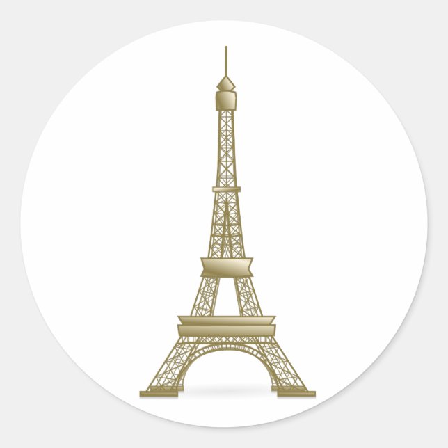 Golden Eiffel Tower Classic Round Sticker (Front)