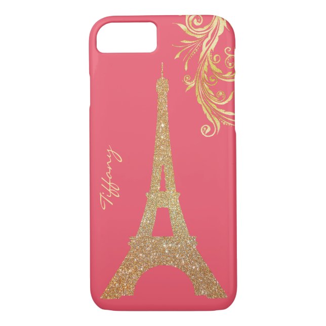 Golden Eiffel Tower Custom iPhone 7 Case (Back)