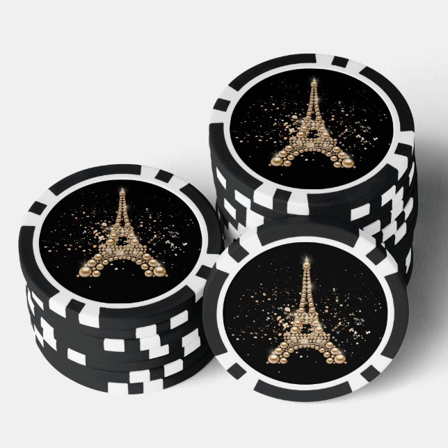 Golden Eiffel Tower Poker Chip (Stack)