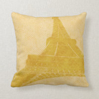 Golden Eiffel Tower Throw Pillow