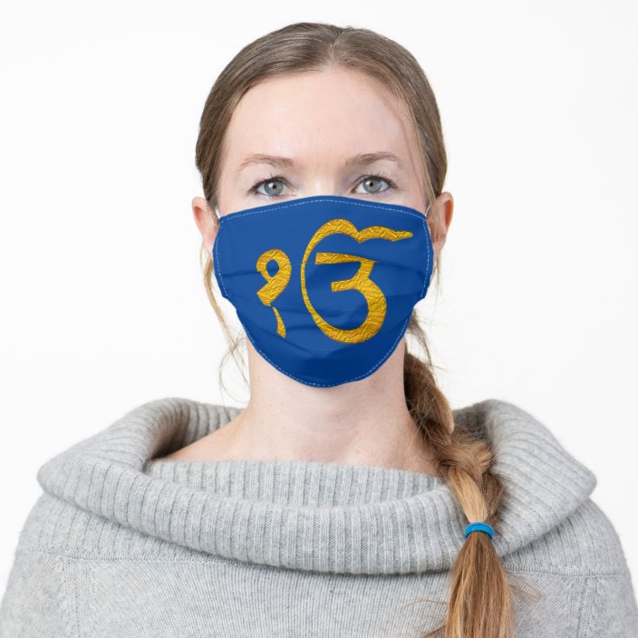 golden ekonkar Punjabi Khalsa Sikh Symbol Washable Adult Cloth Face