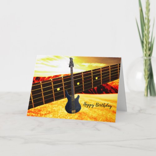 Golden Electric Guitar Birthday Card