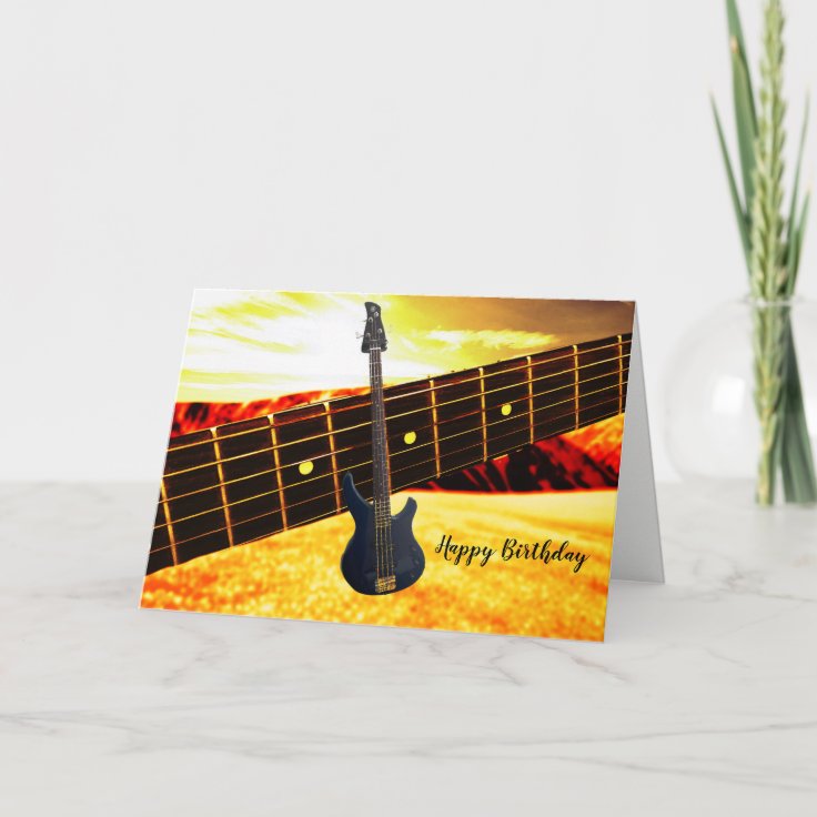 Golden Electric Guitar Birthday Card Zazzle