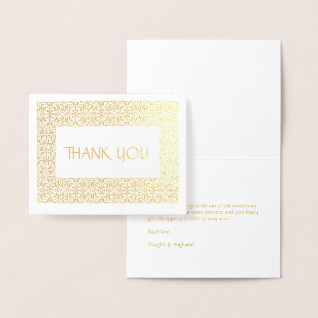 Golden Elegance All-Occasion "Thank You" Note Foil Card (Display)