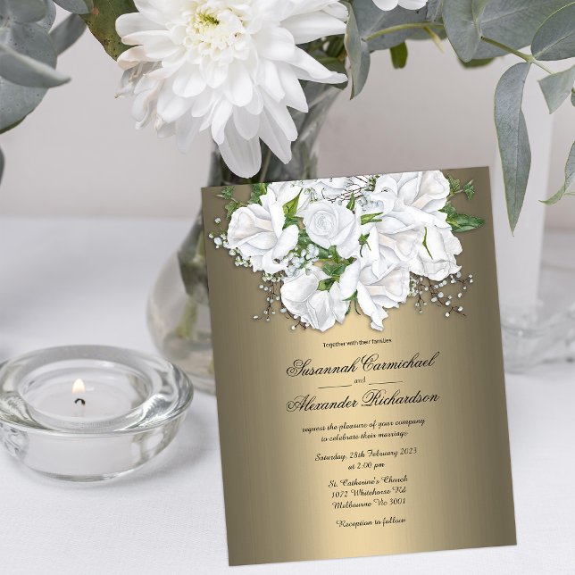 Golden Elegance and White Bridal Bouquet Wedding  Postcard (Creator Uploaded)