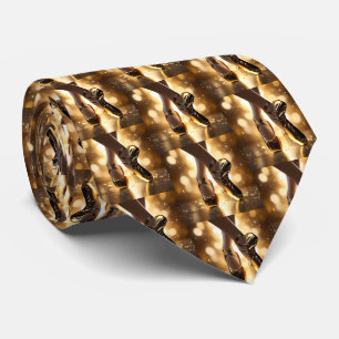 Golden Elegance: Ballerina Shoes on Gold Bokeh Neck Tie