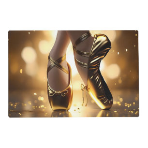 Golden Elegance: Ballerina Shoes on Gold Bokeh Placemat