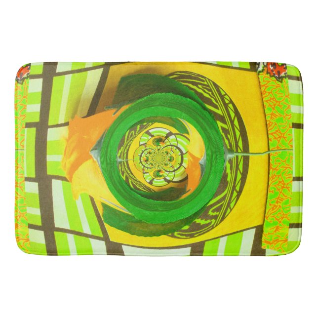 Golden Elegance: Beautiful African Yellow Rose Art Bathroom Mat (Front)