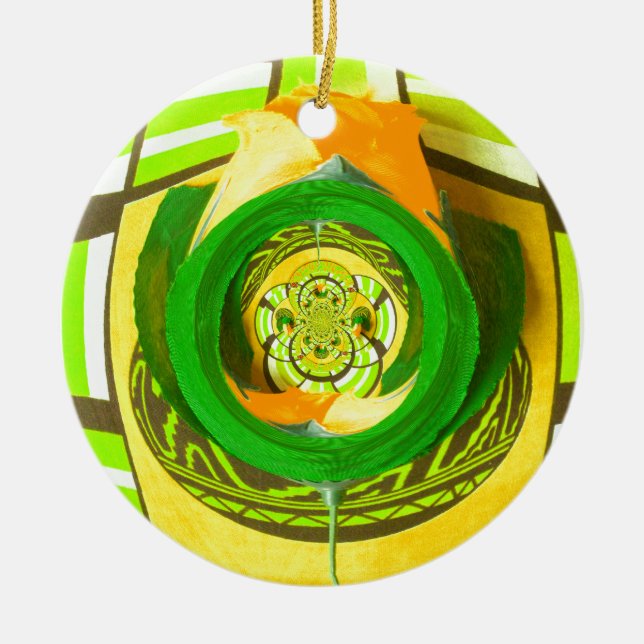 Golden Elegance: Beautiful African Yellow Rose Art Ceramic Ornament (Front)