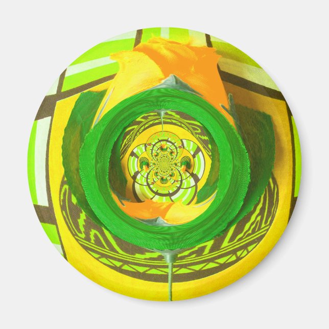 Golden Elegance: Beautiful African Yellow Rose Art Magnet (Front)