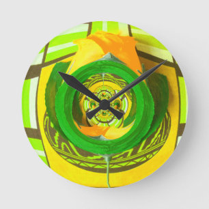 Golden Elegance: Beautiful African Yellow Rose Art Round Clock