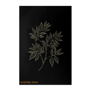 Golden Elegance Branch Acrylic Wall Art