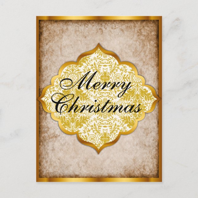 Golden Elegance Christmas Holiday Postcard (Front)