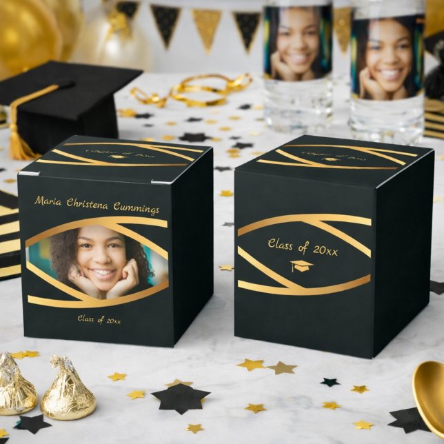 Golden Elegance Class Of Photo Graduation Favor Boxes (Creator Uploaded)
