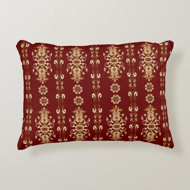 Golden Elegance: Classic Oriental Pattern. Accent Pillow (Front)