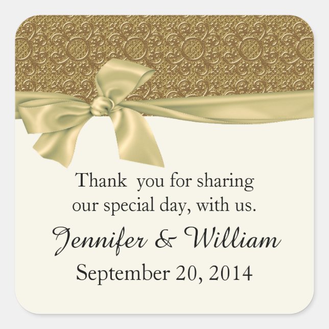 Golden Elegance Custom Wedding Favor Sticker (Front)