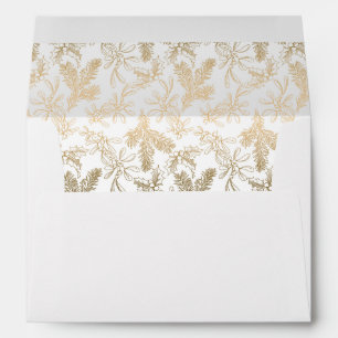 Golden Elegance Engraved Holly, Pine and Mistletoe Envelope