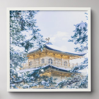 Golden Elegance in Snow – Kinkaku-ji Kyoto Peel And Stick Photo Tile
