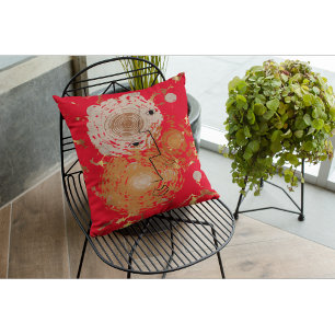 Golden Elegance Mid-Century Abstract Throw Pillow