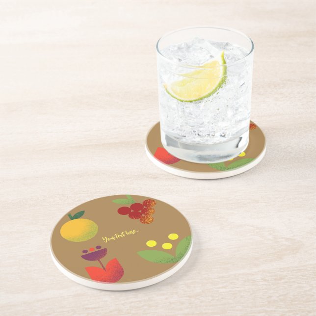 Golden Elegance Modern Floral Fruit  Coaster (Side)
