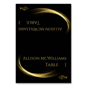 Golden Elegance-Modern Wedding-Fish Icon- Table Number