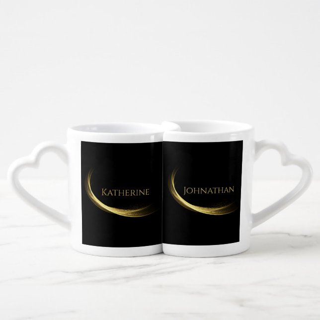 Golden Elegance-Newly Weds- Coffee Mug Set (Front Nesting)