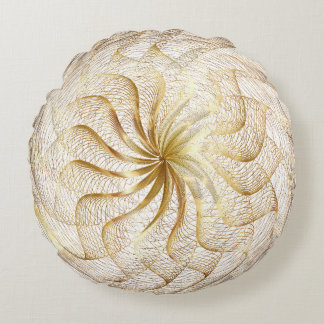 Golden Elegance Round Pillow Cover