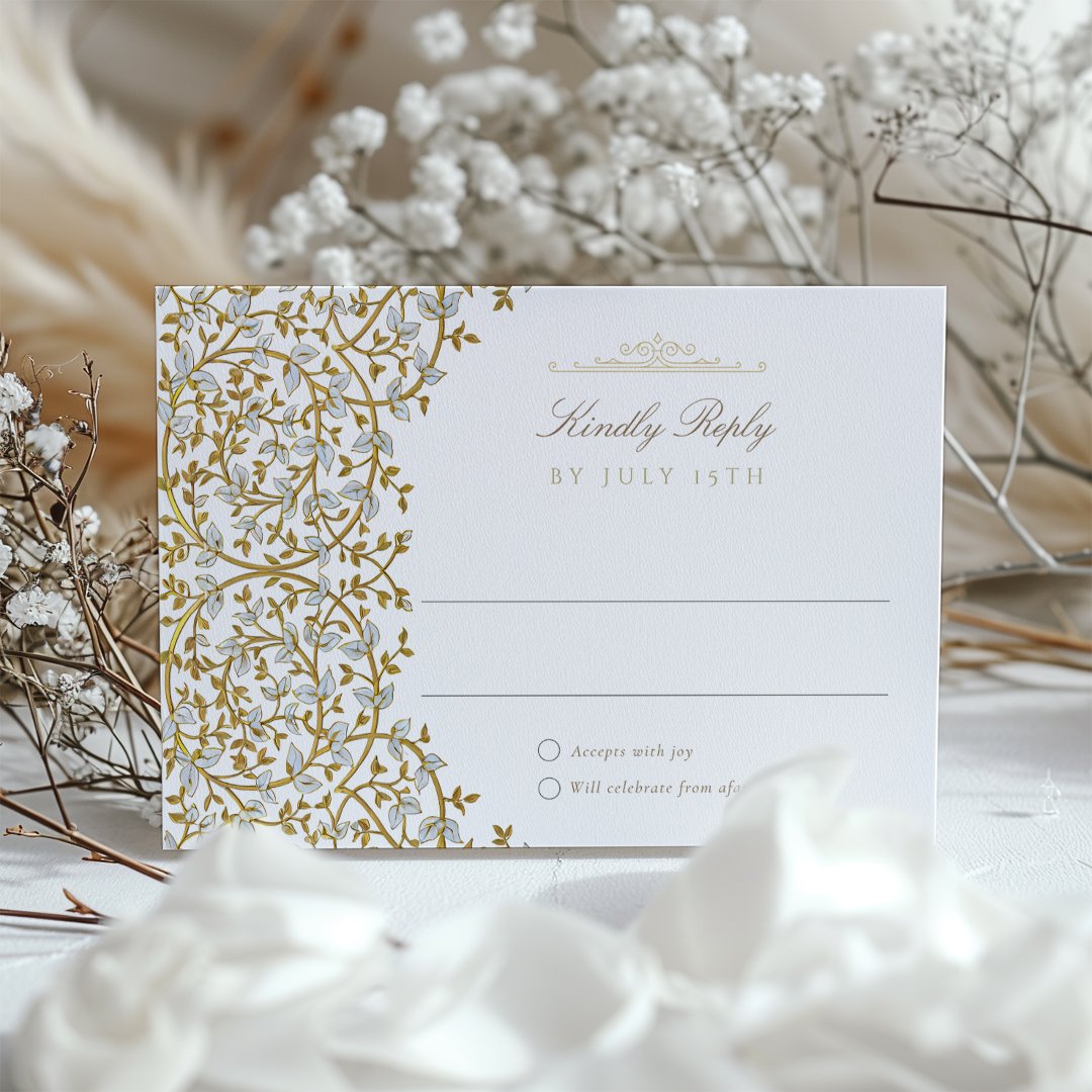 Golden Elegance RSVP Card for Wedding