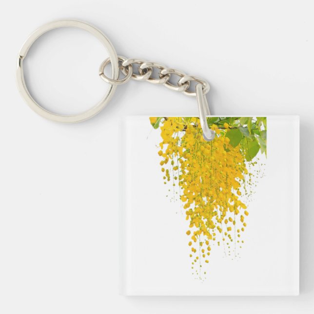 Golden Elegance Sunlit Cascade Hanging Gold Bloomi Keychain (Front)