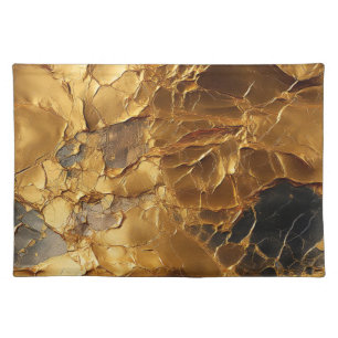 Golden Elegance Textured Marble Cloth Placemat