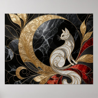 Golden Elegance: The Enchanted Cat Poster