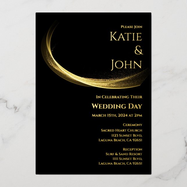 Golden Elegance-Wedding Foil Invitation (Front)