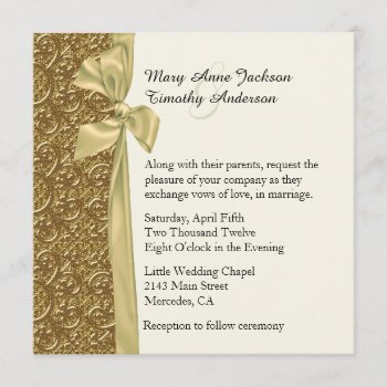 Golden Elegance Wedding Invitation by Myweddingday at Zazzle