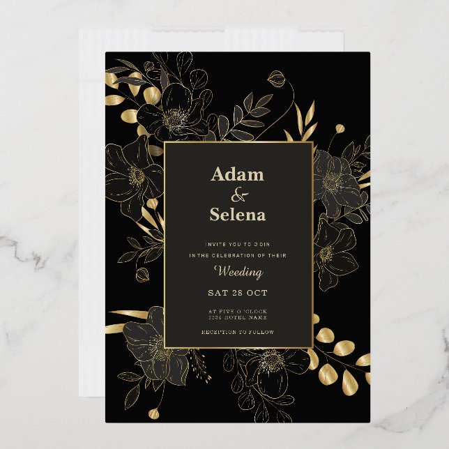 Golden Elegance Wedding Invitation Foil Invitation (Envelope)