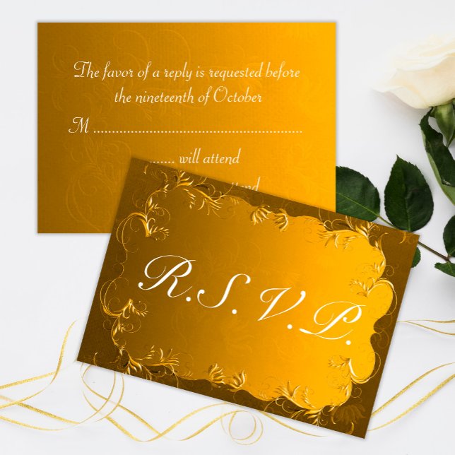 Golden Elegance Wedding RSVP Card (Creator Uploaded)