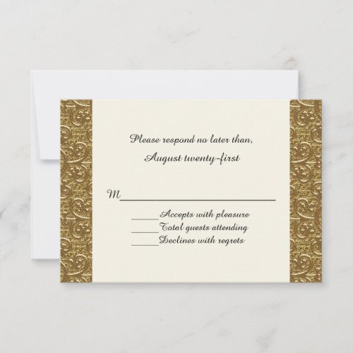 Golden Elegance Wedding RSVP Card