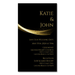 Golden Elegance-Wedding Save our Date Business Card Magnet