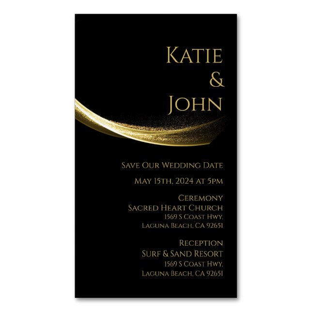 Golden Elegance-Wedding Save our Date Business Card Magnet (Front Vertical)